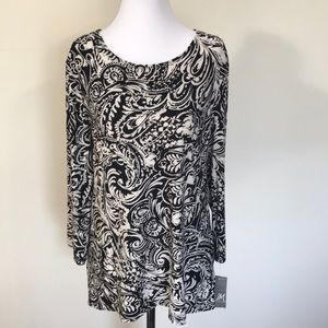 J.M.Collection 3/4 Sleeved Paisley Top- Med NWT